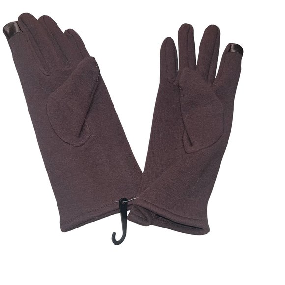 BYOS,  Women's, Chocolate Brown, Gloves w/Faux Fur Lining & Button Details - Picture 2 of 4